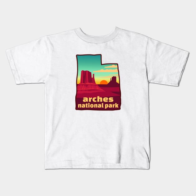 Arches National Park Utah Kids T-Shirt by heybert00